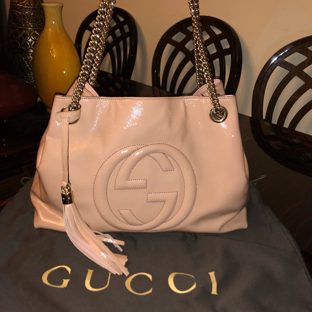 Gucci Soho patent leather shoulder bag Pale Pink